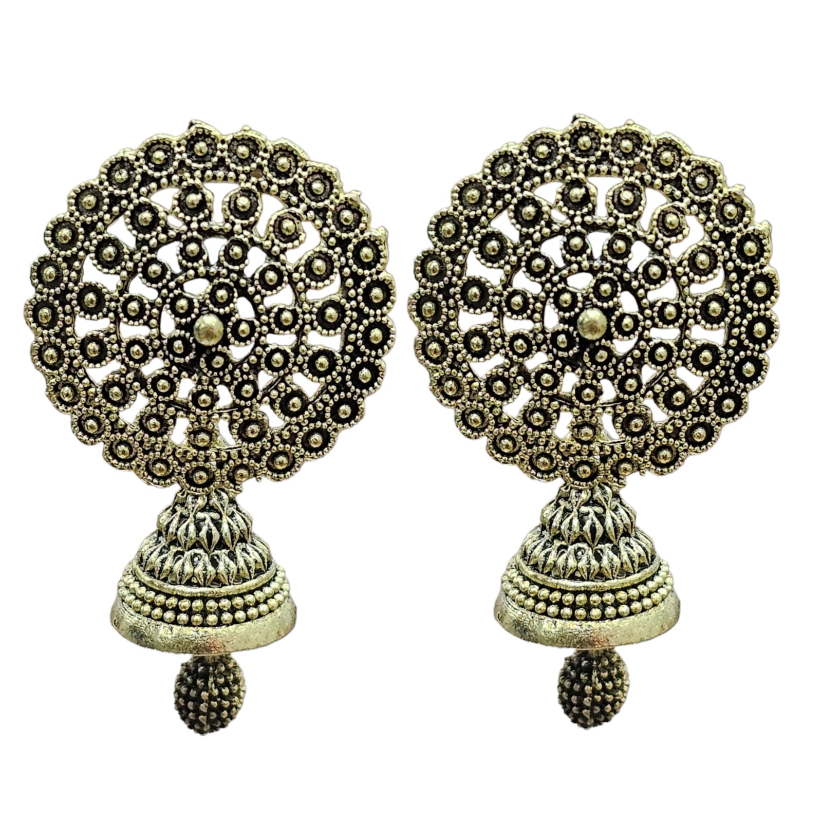 Oxidized Silver Golden Long Lightweight Earrings – Amazel Designs