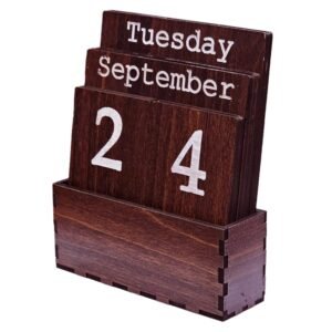 Engineer Wood Desk Perpetual Calendar