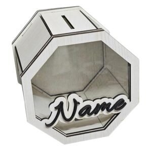 Personalized Wooden Name Piggy Bank for Kids & Adults (Octagon)