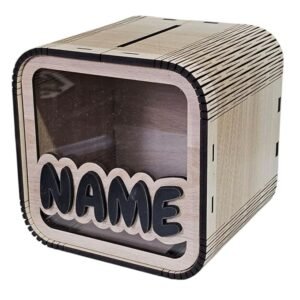 Personalized Wooden Name Piggy Bank for Kids & Adults (Square)