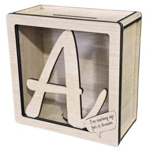 Personalized Alphabet Wooden Saving Box – Letter A to Z | Laser Cut Coin Bank