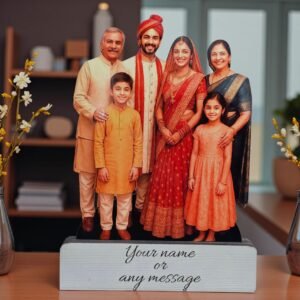 Personalized Wooden Cutout Photo Frame - with Text on Heavy Base